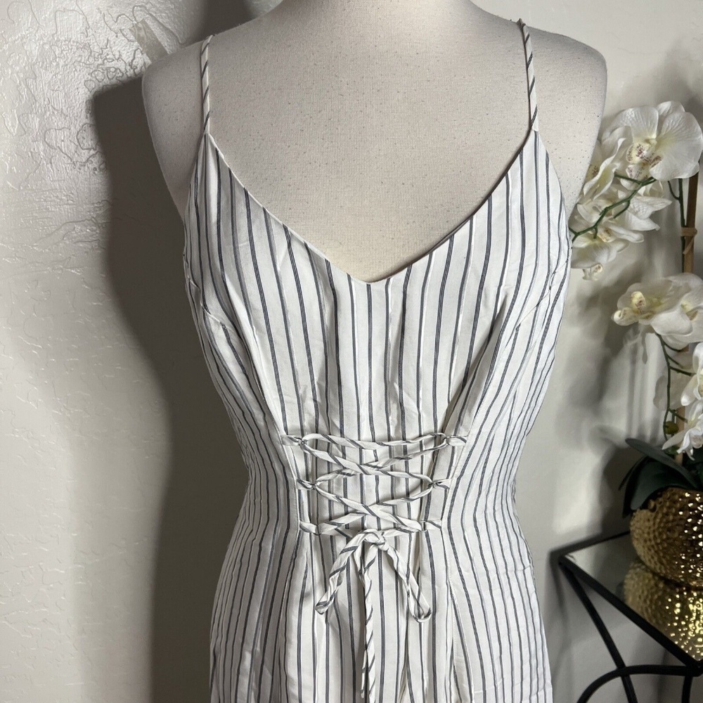 J Brand Satin Stripe Adeline Midi Dress Size Medium - Picture 6 of 10